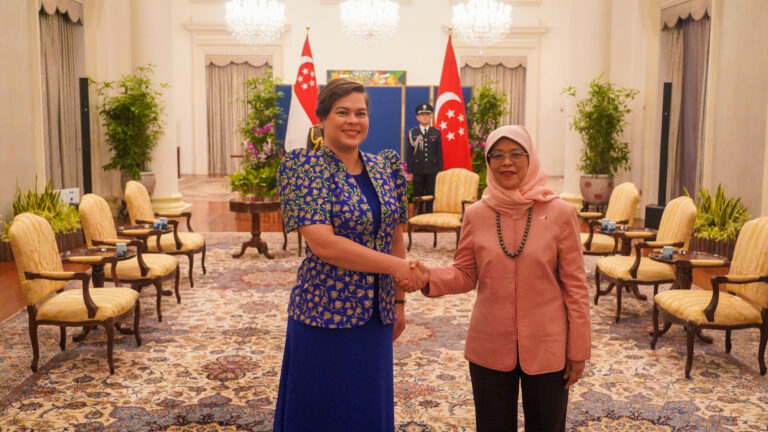 Vice President and Secretary of Education Sara Z. Duterte with Singapore President Halimah Yacob during her Courtesy Call at The Istana on 14 June 2023.