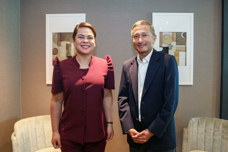 Vice President and Secretary of Education Sara Z. Duterte with Singapore Foreign Minister Dr. Vivian Balakrishnan. (Photo by Basil Kwok/MFA)
