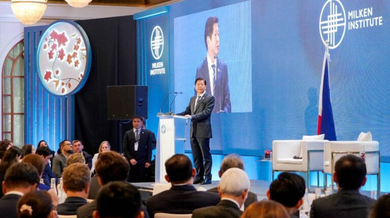 President Ferdinand R. Marcos Jr. speaks at the 10th Asia Summit in Singapore on Sept. 13, 2023. Photo courtesy of Milken Institute