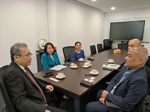 Director General Joel Joseph S. Marciano Jr., (right) briefs Ambassador Medardo G. Macaraig (left), and other Philippine Embassy officers, First Secretary and Consul Joyleen E. Santos and Third Secretary and Vice Consul Joy Anne B. Lai,  on PhilSA’s latest projects, initiatives, and contributions to nation building and camaraderie with the community of nations through space S&T applications.